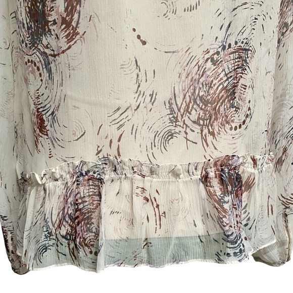 Elizabeth and James Silk Ruffle Peasant Blouse Size S Cream Boho Designer Top - Picture 11 of 13